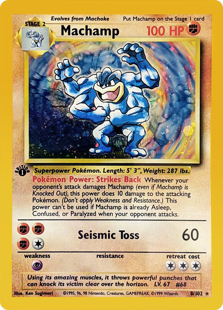 1st Edition MACHAMP 8/102 Base Set (Light Played)