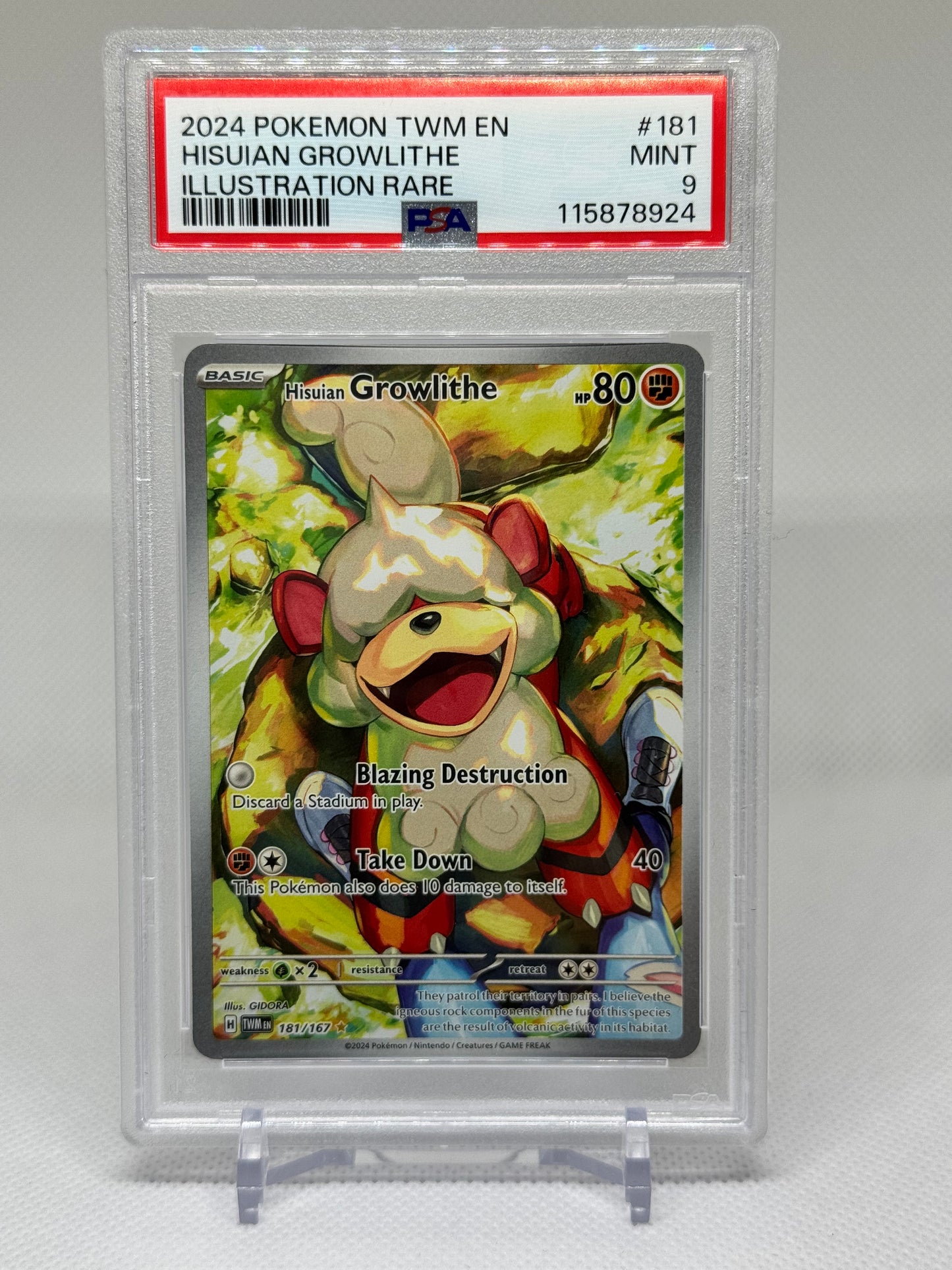 SV Twilight Masquerade: 181/167 - Hisuian Growlithe (IR) PSA 9