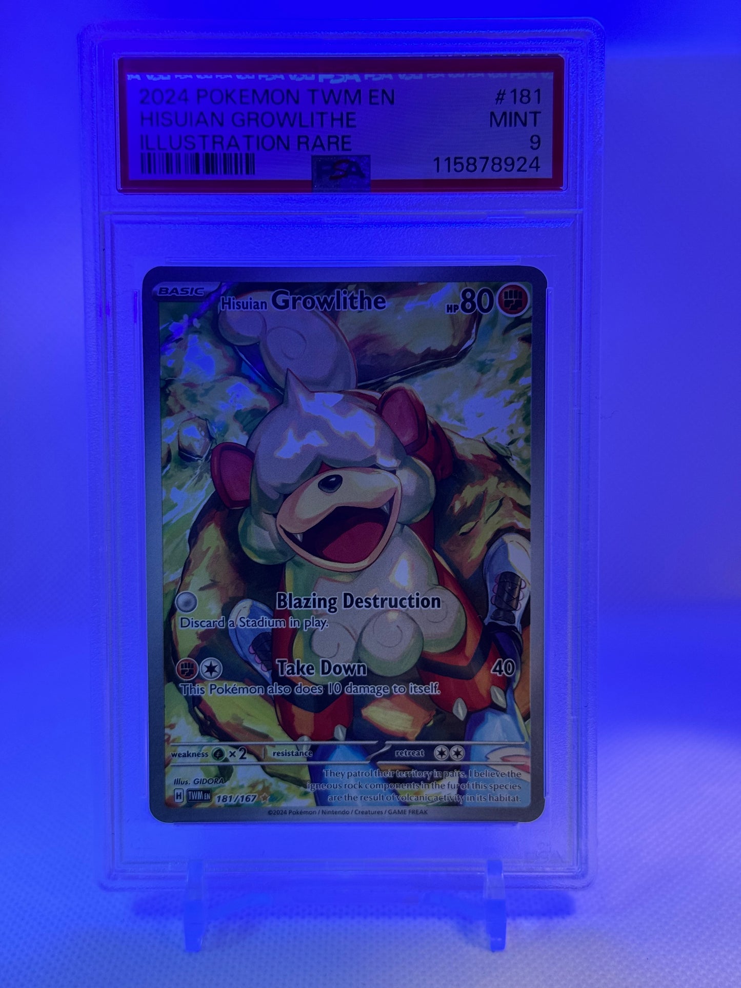 SV Twilight Masquerade: 181/167 - Hisuian Growlithe (IR) PSA 9